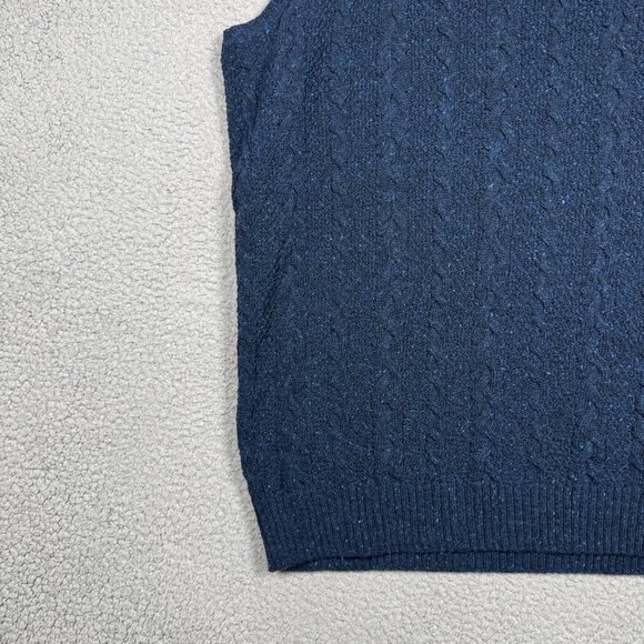 Jos A Bank Sweater Vest Mens Size Large Marled Speckled Navy Wool Blend Lightwei - Picture 4 of 8